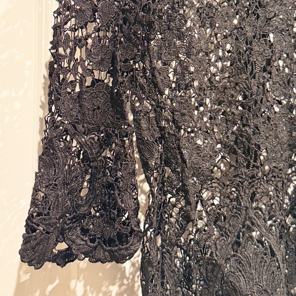 BOLD Elements Elegant Black Crochet Lace High-Neck Top – Semi-Sheer Overlay - Picture 3 of 7